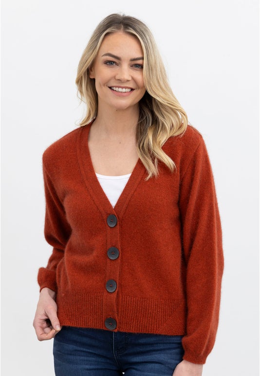 Merino Possum V Neck Cardigan Sienna