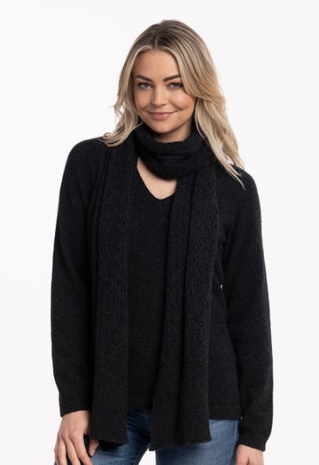 Black Merino Possum Vee Neck Sweater