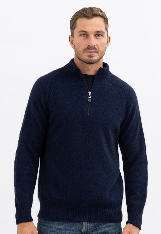 Midnight Merino Posum Zip Patch Sweater