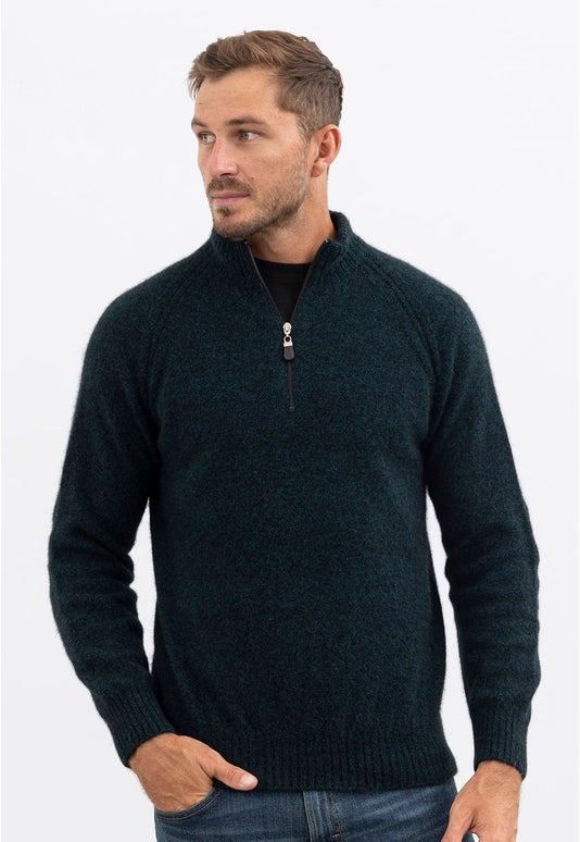 Tasman Marl Merino Posum Zip Patch Sweater