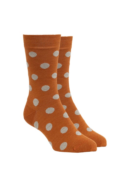 Burnt Orange Merino Spotty Sock