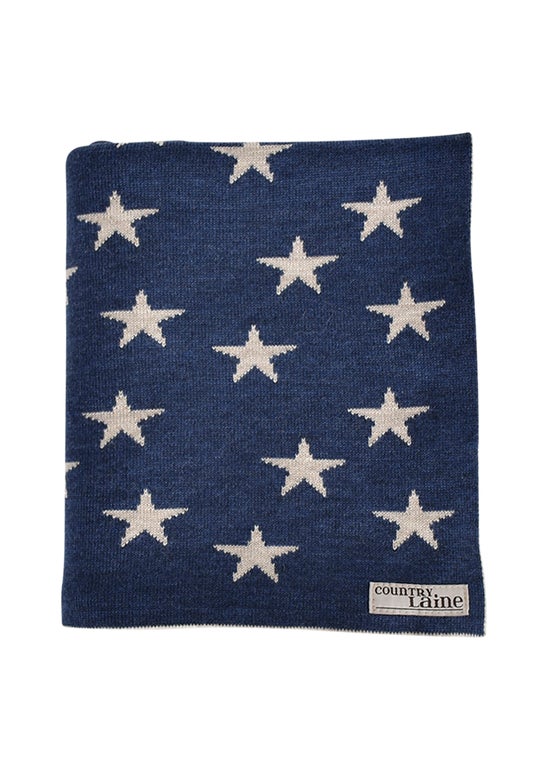 Indigo/linen Merino Star Blanket