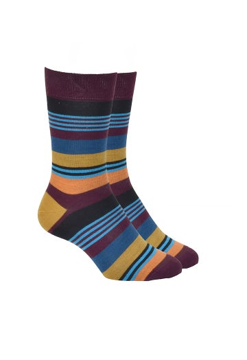 Burgundy Merino Striped Allsorts Socks