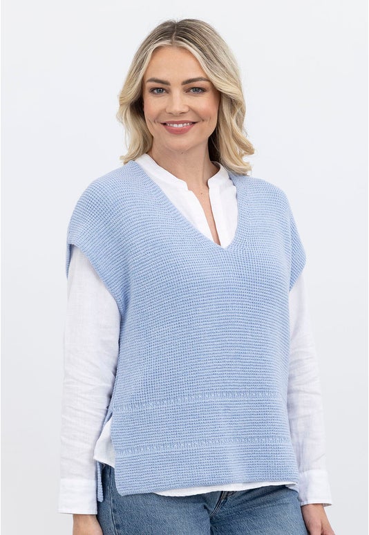 Powder Blue Merino Waffle Vest