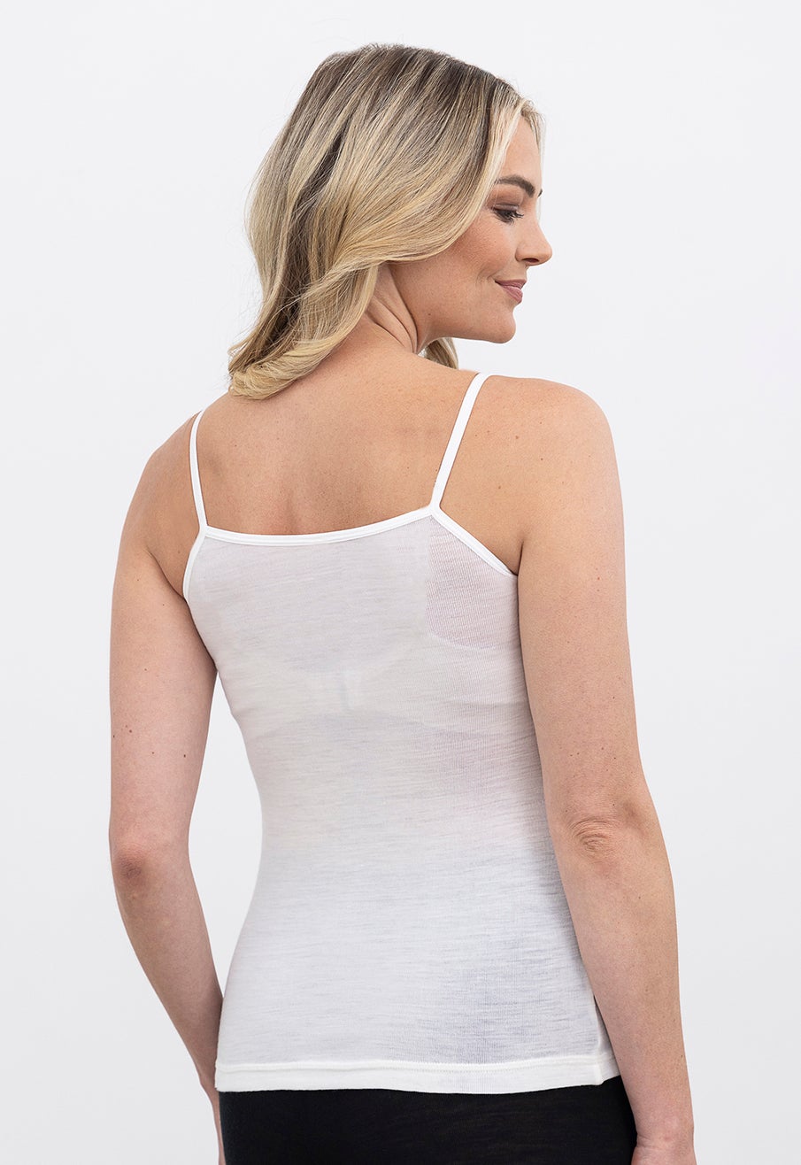 Merino Wide Lace Camisole Ivory | The Wool Company