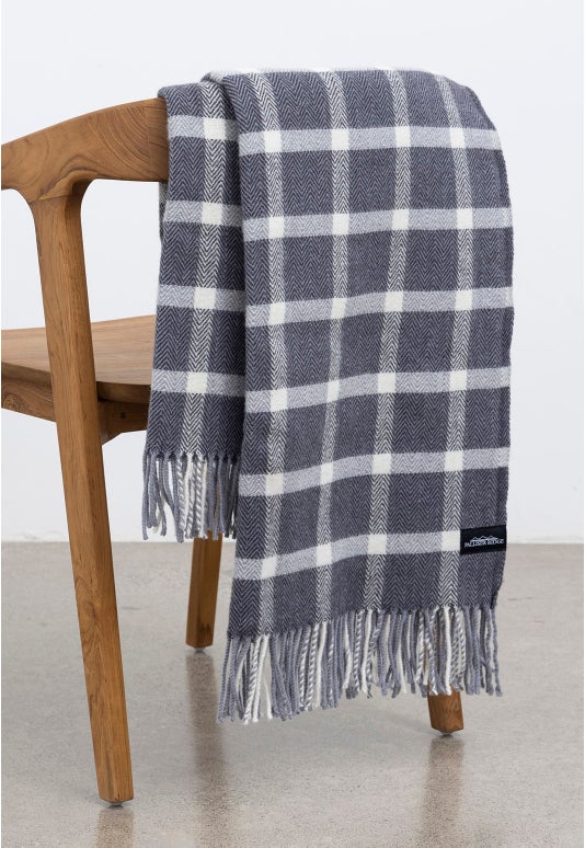 Charcoal Palliser Ridge Blankets Herringbone Check
