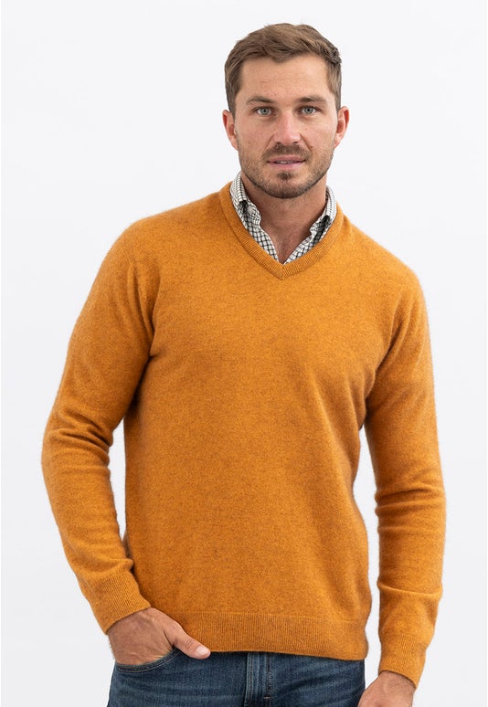 Ginger Special Merino Possum Mens V Neck
