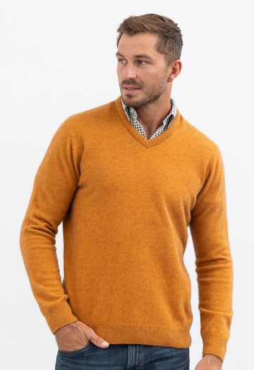 Ginger Special Merino Possum Mens V Neck