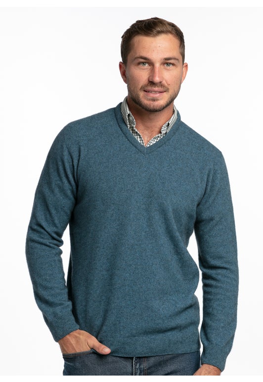 Marine Special Merino Possum Mens V Neck