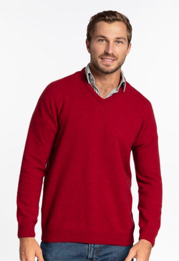 Red Setter Special Merino Possum Mens V Neck
