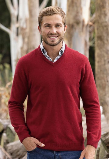 Red Setter Special Merino Possum Mens V Neck