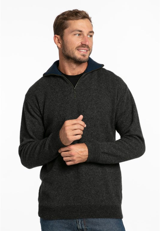 Graphite Trilogy Merino Possum Contrast Trim Sweater