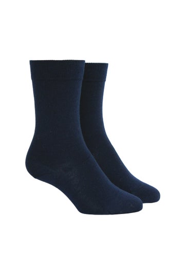 Navy Merino Plain Dress Socks